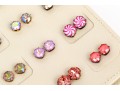Collection Of Colorful Costume Jewelry Stud Earrings Set With Sterling Silver Posts