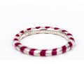Tiffany & Co. Sterling Silver Paloma Picasso Dark Pink Enamel Candy Striped Stack Ring, Size 6