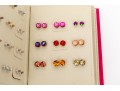 Collection Of Colorful Costume Jewelry Stud Earrings Set With Sterling Silver Posts