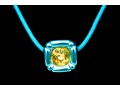 Swarovski Crystal Contemporary Blue Metallic And Cord Necklace With Yellow Crystal Center