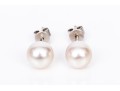 18k White Gold Lovely 7.5 Mm Cultured Pearl Earrings