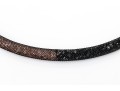 Swarovski Crystal Black And Champagne Color Crystal Filled Black Mesh Tube Necklace