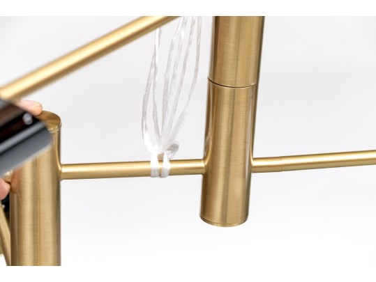 Stylish Brass And Enameled Six Light Chandelier