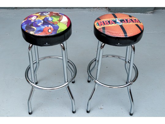Awesome Pair Of Basketball Themed Bar Stools