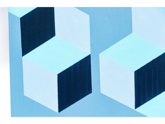 Decorative Acrylic On Canvas, Geometric Cubes
