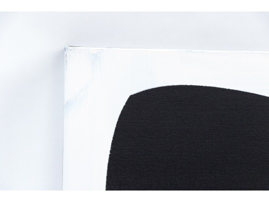 Pair Of Black And White Acrylic On Canvas Abstract Paintings