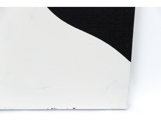 Pair Of Black And White Acrylic On Canvas Abstract Paintings