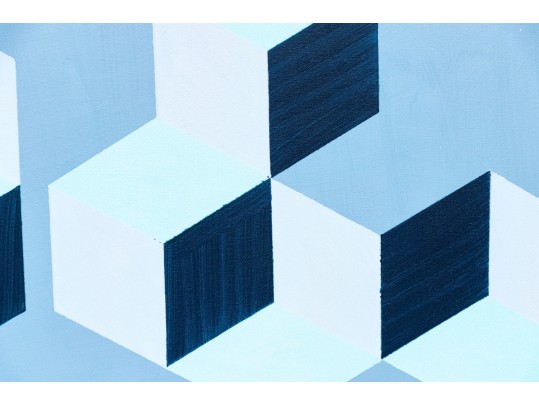 Decorative Acrylic On Canvas, Geometric Cubes