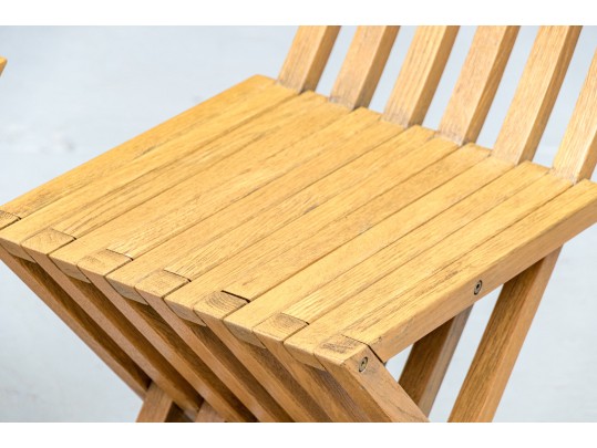 Awesome Pair Of Collapsible Slatted Accent Side Chairs