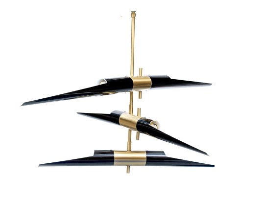 Brass Finished Six Light Contemporary Chandelier