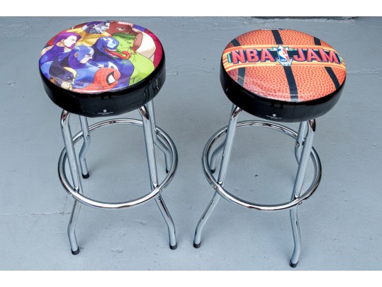 Awesome Pair Of Basketball Themed Bar Stools
