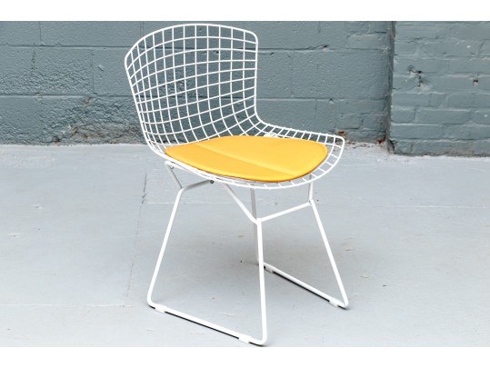 A White Finished Wire Mesh Side Chair