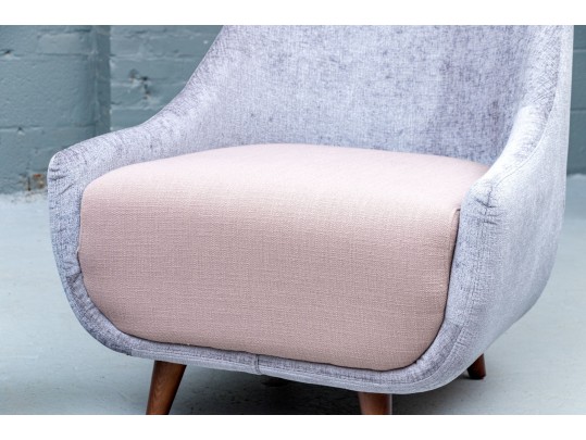 Pair Of Upholstered Mcm Style Lounge Chairs