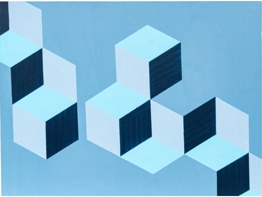 Decorative Acrylic On Canvas, Geometric Cubes