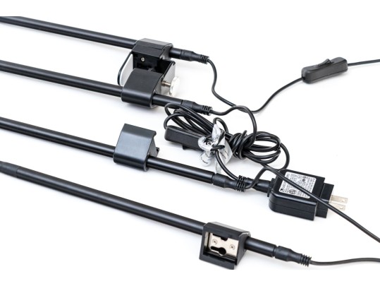 Set Of Four Black Adjustable Desk Lights