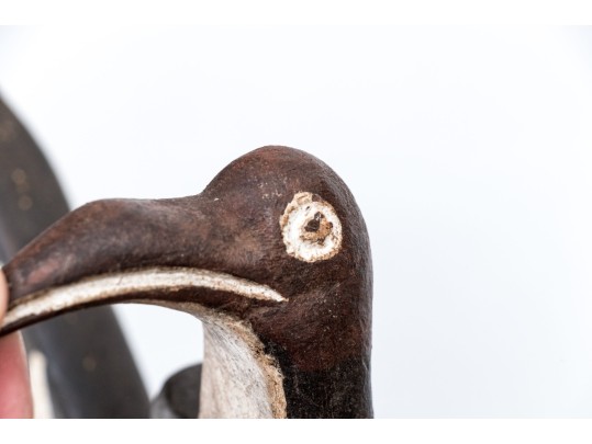 Decorative Carved And Painted Wood And Glass Beaded Bird