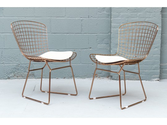 Pair Of Glamorous Wire Mesh Side Chairs