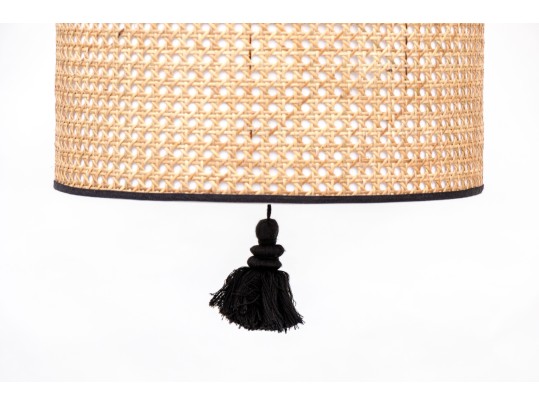 Cane And Fabric Wall Mounted Light Fixture With Its Shade