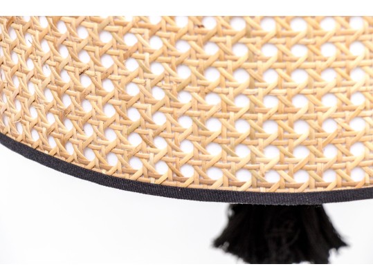 Cane And Fabric Wall Mounted Light Fixture With Its Shade