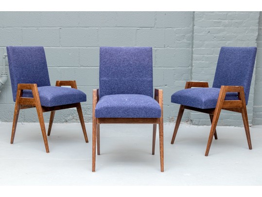 Set Of Three MCM Style Upholstered Armchairs