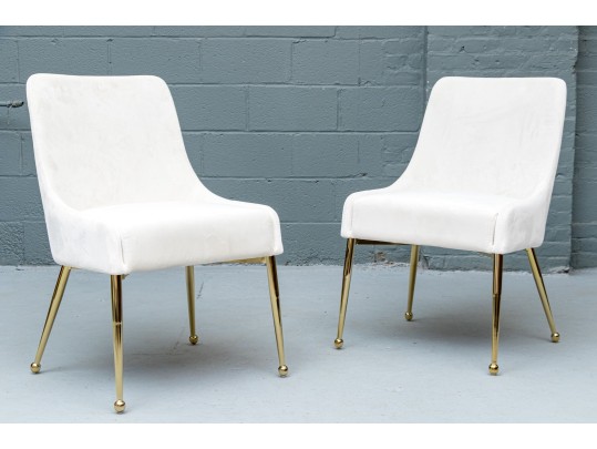 Elegant Pair Of Cream Upholstered Accent Side Chairs