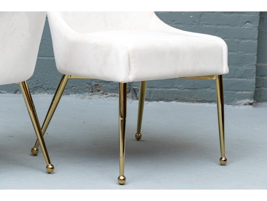 Elegant Pair Of Cream Upholstered Accent Side Chairs