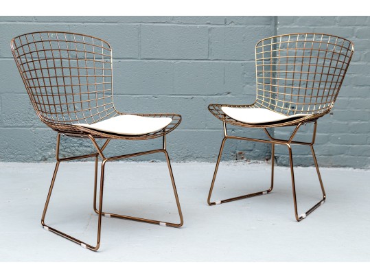 Pair Of Glamorous Wire Mesh Side Chairs