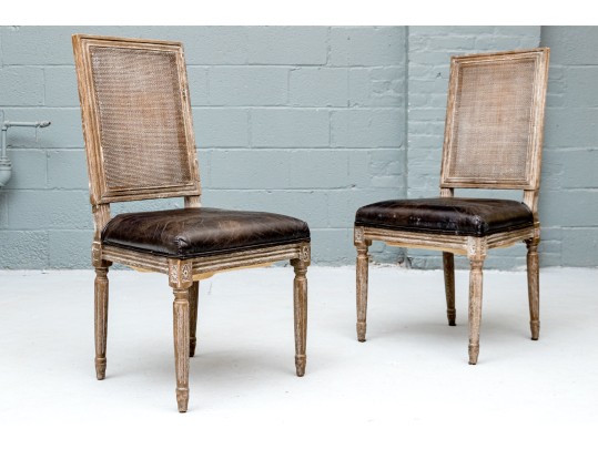 Pair Of Louis XVI Style Side Chairs With Caned Backs