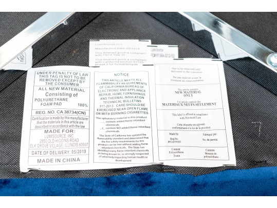 Chic Set Of Three Blue Upholstered Side Chairs