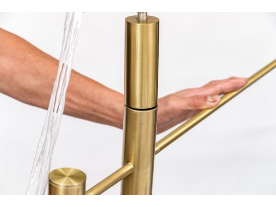 Stylish Brass And Enameled Six Light Chandelier