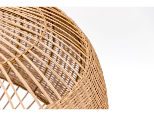 Rustic Three Light Chandelier With Cushion Form Woven Shade