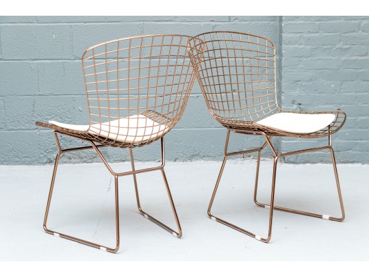 Pair Of Glamorous Wire Mesh Side Chairs