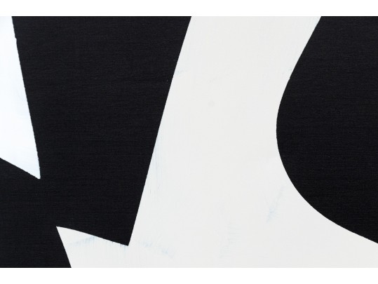 Pair Of Black And White Acrylic On Canvas Abstract Paintings