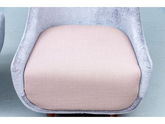 Pair Of Upholstered Mcm Style Lounge Chairs