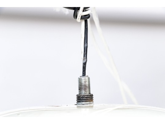 White Finished Metallic Domed Light Fixture