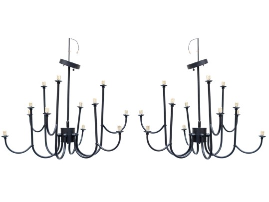 Pair Of Twelve Light Chandeliers