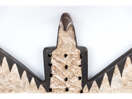 Decorative Carved And Painted Wood And Glass Beaded Bird