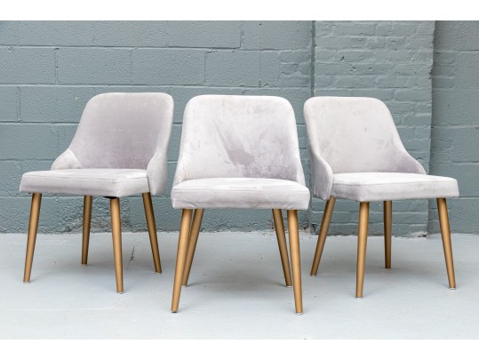 Chic Set Of Three Upholstered Side Chairs