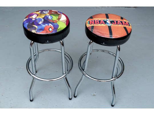 Awesome Pair Of Basketball Themed Bar Stools