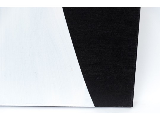 Pair Of Black And White Acrylic On Canvas Abstract Paintings