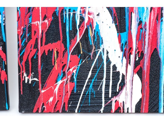 Set Of Four Decorative Acrylic On Canvas, Abstracts