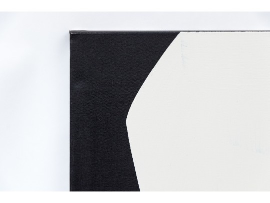 Pair Of Black And White Acrylic On Canvas Abstract Paintings