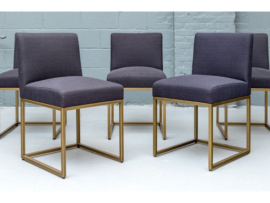 Set Of Five Article Black Upholstered Side Chairs