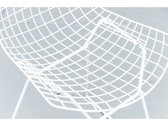 A White Finished Wire Mesh Side Chair