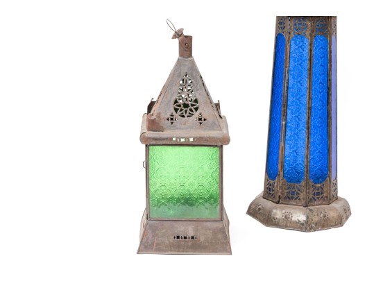 Two Stained Glass Lanterns 