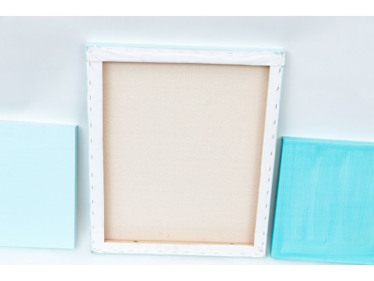 Group Of Three Abstract Paintings On Canvas And Board