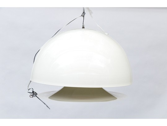 White Finished Metallic Domed Light Fixture