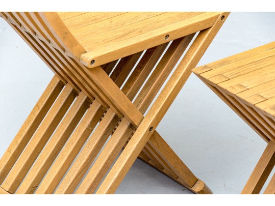 Awesome Pair Of Collapsible Slatted Accent Side Chairs