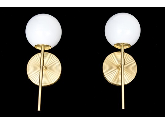 Pair Of Brass Single Light Wall Sconces