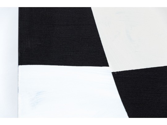 Pair Of Black And White Acrylic On Canvas Abstract Paintings